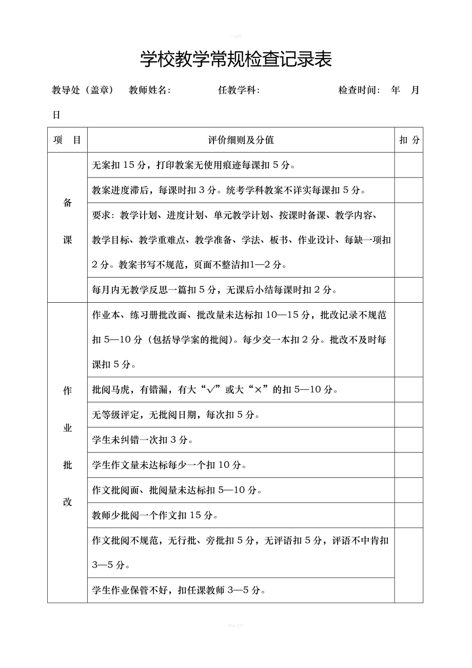 教學常規(guī)檢查記錄表在教育教學檢測與評價活動中的關(guān)鍵作用與實踐路徑